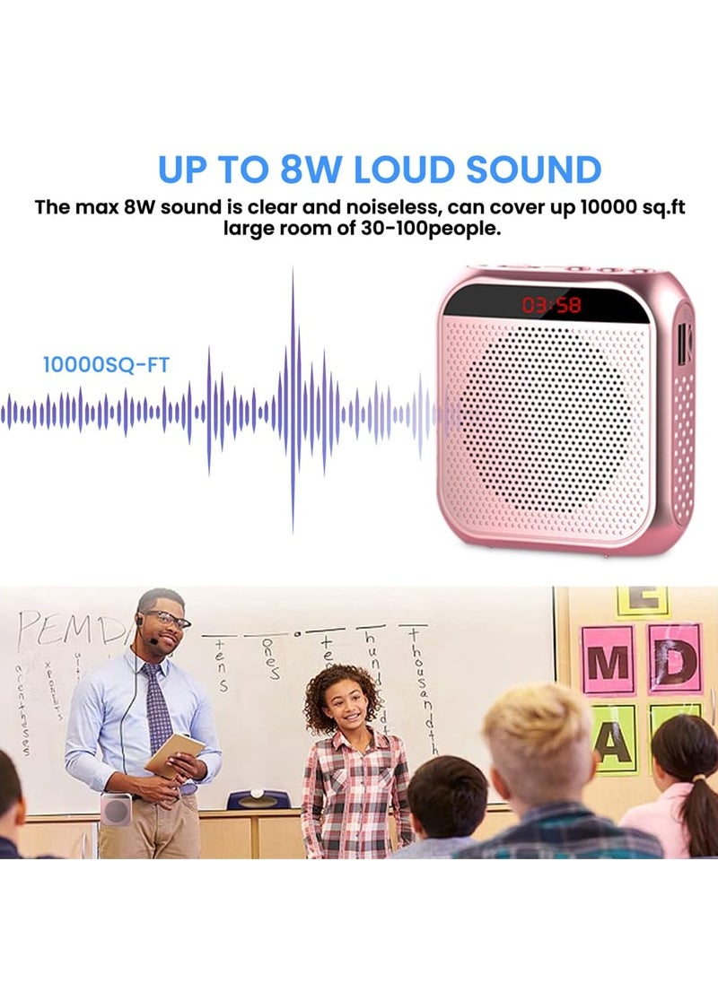Generic Portable Voice Amplifier with Wired Microphone Headset, 2200mah Rechargeable Pa System, Supports U Disk and Tf Card - Ideal for Teachers, Meetings, And Tours (Gold)  - Image 2