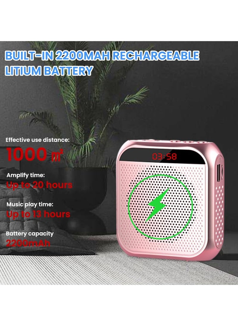 Generic Portable Voice Amplifier with Wired Microphone Headset, 2200mah Rechargeable Pa System, Supports U Disk and Tf Card - Ideal for Teachers, Meetings, And Tours (Gold)  - Image 3