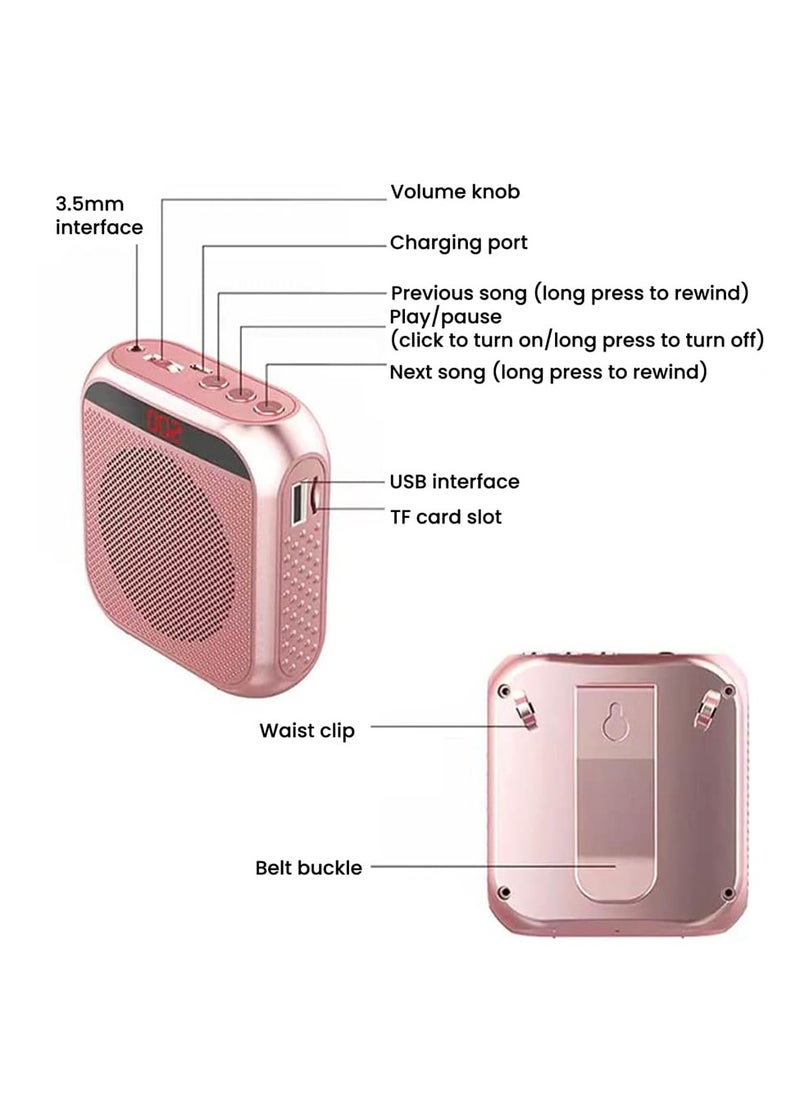 Generic Portable Voice Amplifier with Wired Microphone Headset, 2200mah Rechargeable Pa System, Supports U Disk and Tf Card - Ideal for Teachers, Meetings, And Tours (Gold)  - Image 4