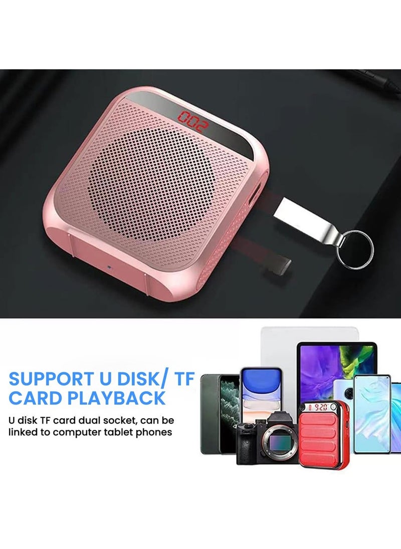 Generic Portable Voice Amplifier with Wired Microphone Headset, 2200mah Rechargeable Pa System, Supports U Disk and Tf Card - Ideal for Teachers, Meetings, And Tours (Gold)  - Image 5