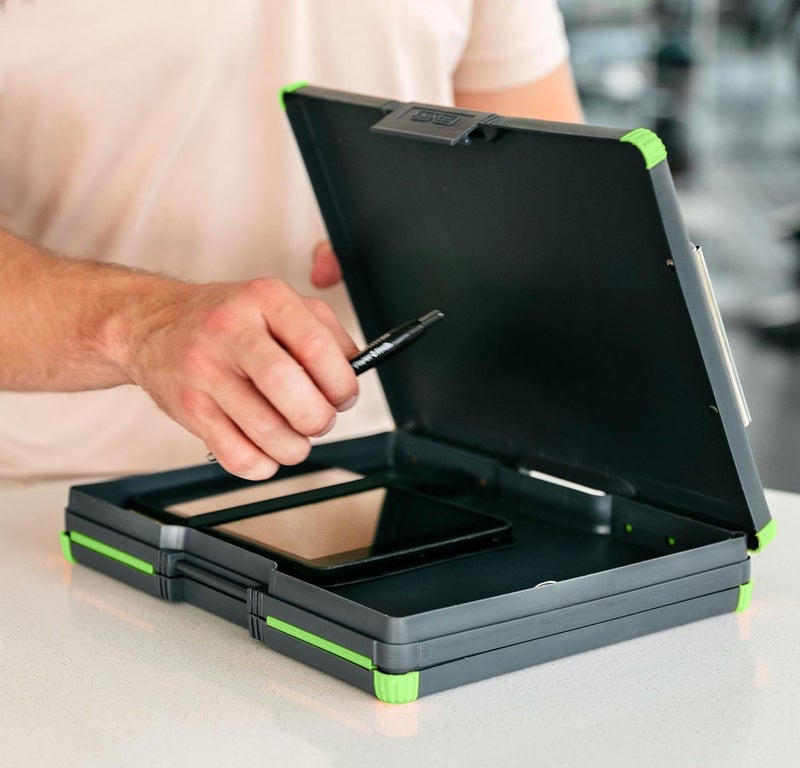 Dexas Duo Clipcase, Double Sided Clipboard Design, Portable Clipboards 13”x10” Gray/Green, Combine Style and Functionality Office Supplies for Nursing, School, Work, Trades, Home Office - Image 2