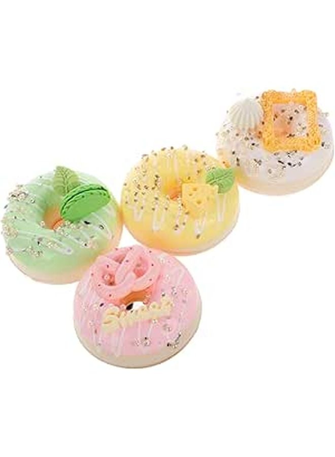 Realistic Artificial Donut Decorations 4PCS Mixed Colors For Display Baking Photography Fridge Magnets - Image 1