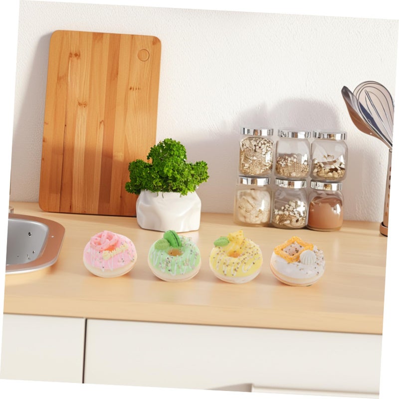 Realistic Artificial Donut Decorations 4PCS Mixed Colors For Display Baking Photography Fridge Magnets - Image 5