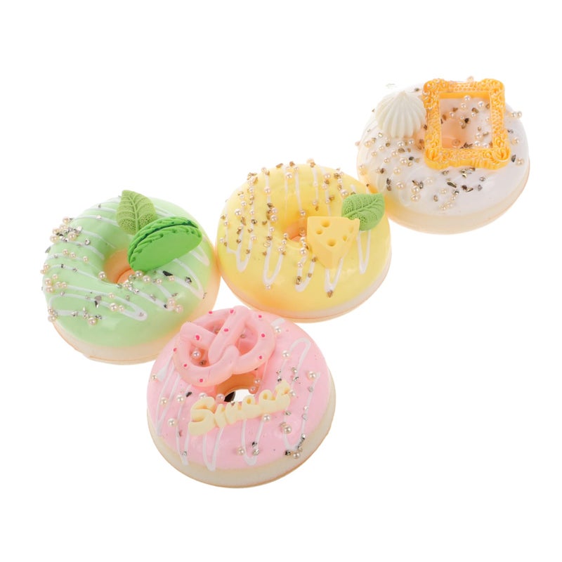 Realistic Artificial Donut Decorations 4PCS Mixed Colors For Display Baking Photography Fridge Magnets - Image 2