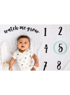 pearhead Little Pear Baby Milestone Marker Blanket, Gender-Neutral Baby Monthly Growth Chart, Baby Girl or Baby Boy Keepsake Blanket, Black & White  - Image 5