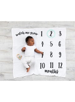pearhead Little Pear Baby Milestone Marker Blanket, Gender-Neutral Baby Monthly Growth Chart, Baby Girl or Baby Boy Keepsake Blanket, Black & White  - Image 4