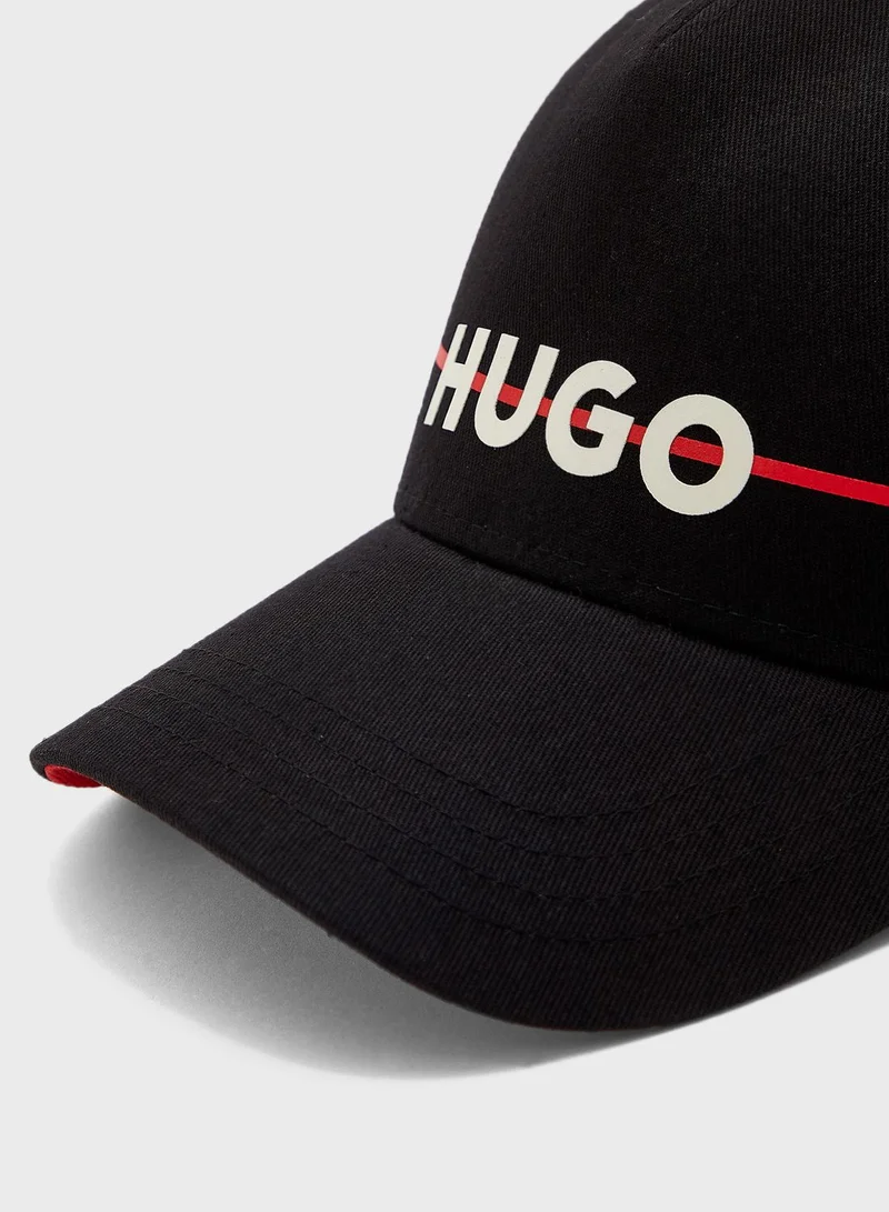 HUGO Logo Print Curved Peak Cap