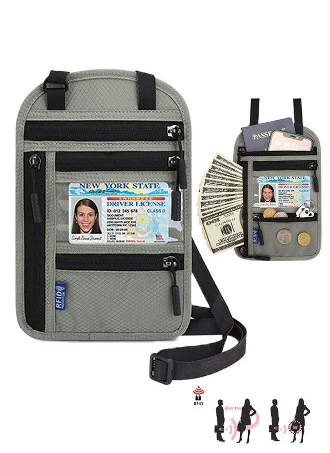 Generic RFID-Blocking Passport Holder, Adjustable Passport Cover, Waterproof Travel Wallet with Crossbody Strap, Suitable for IDs, Licenses, Insurance Cards, Credit Card, Cash  - Image 1