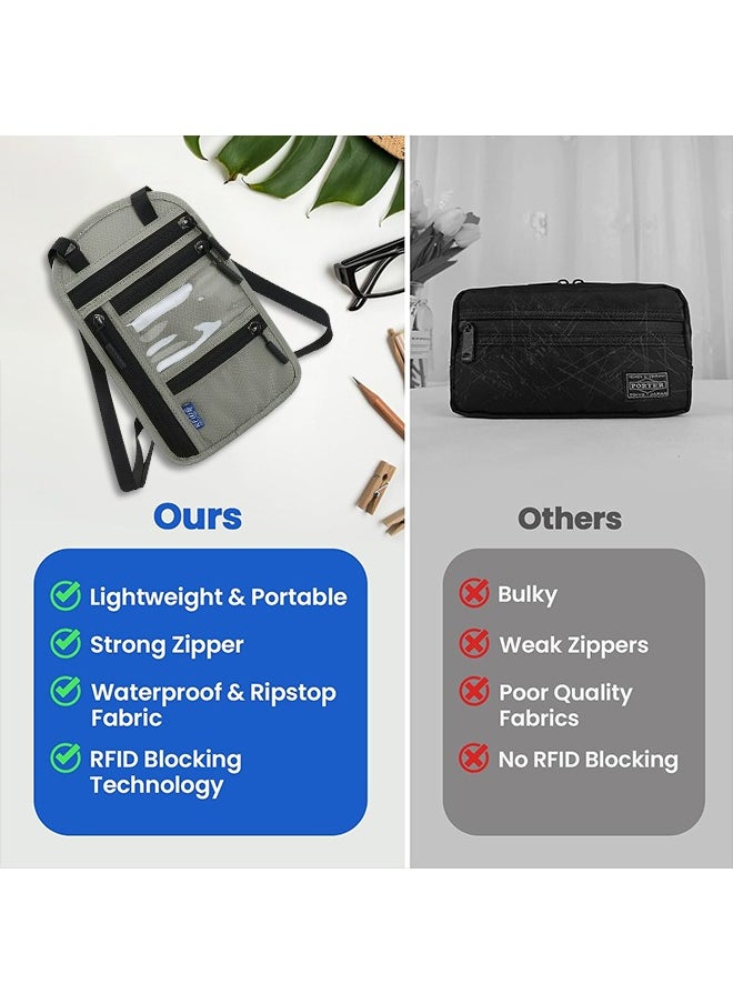 Generic RFID-Blocking Passport Holder, Adjustable Passport Cover, Waterproof Travel Wallet with Crossbody Strap, Suitable for IDs, Licenses, Insurance Cards, Credit Card, Cash  - Image 4