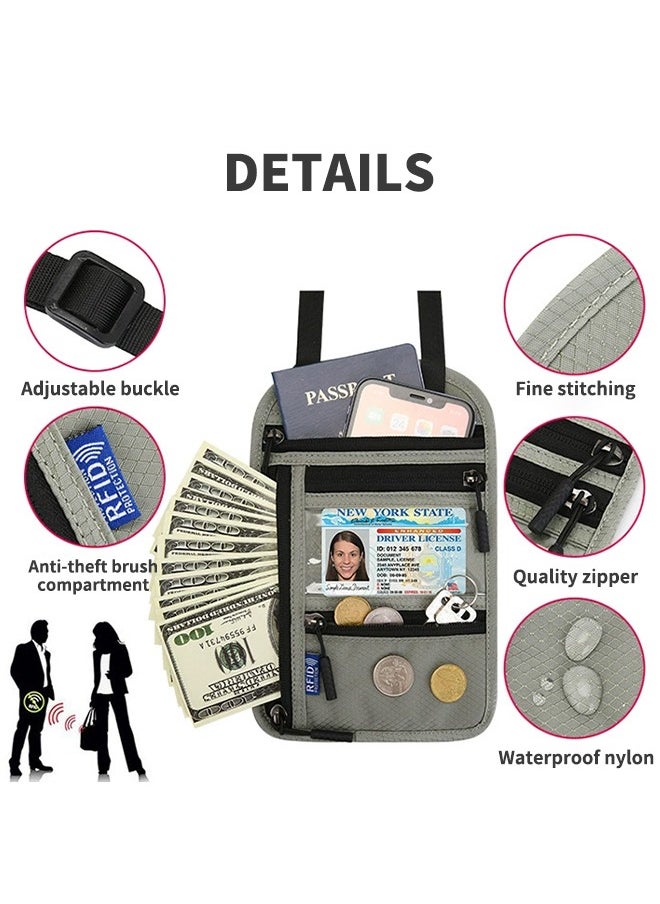 Generic RFID-Blocking Passport Holder, Adjustable Passport Cover, Waterproof Travel Wallet with Crossbody Strap, Suitable for IDs, Licenses, Insurance Cards, Credit Card, Cash  - Image 3