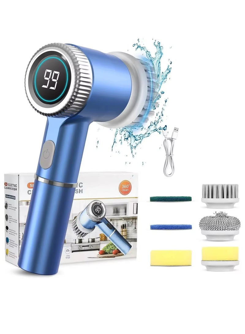 Beauenty Electric Spin Scrubber, Rechargeable Scrubber with Battery Level Display, 6 Replaceable Heads, 3 Adjustable Speeds, Perfect for Cleaning Bathroom, Tile, Cars, Floor, Electric Scrub Brush for Tub - Image 1