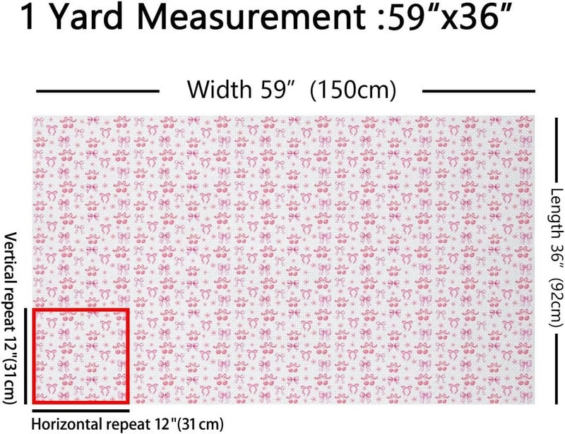Pink Cherry Bow Upholstery Fabric for Chairs Cute Ribbon Bowknot Fabric by The Yard 72"x63", Spring Romantic Floral Dreamy Princess Bowknot Sewing Fabric for Kids Gifts, Kawaii Room Decor Aesthetic - Image 2