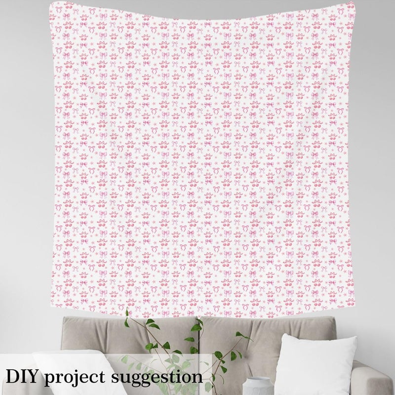 Pink Cherry Bow Upholstery Fabric for Chairs Cute Ribbon Bowknot Fabric by The Yard 72"x63", Spring Romantic Floral Dreamy Princess Bowknot Sewing Fabric for Kids Gifts, Kawaii Room Decor Aesthetic - Image 4