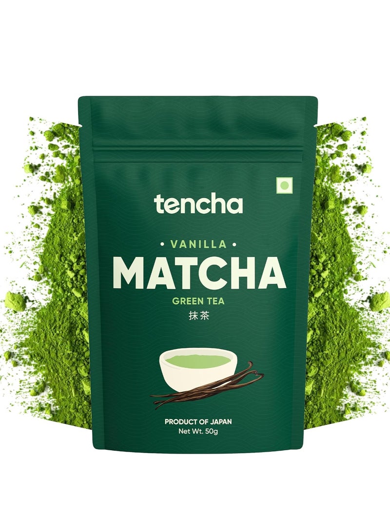 Tencha Vanilla Matcha Tea, 50 Servings, 50 GM | Pure Japanese Matcha Green Tea Powder | Sourced from Shizuoka, Japan | Vegan | No Artificial Sweeteners - Image 1