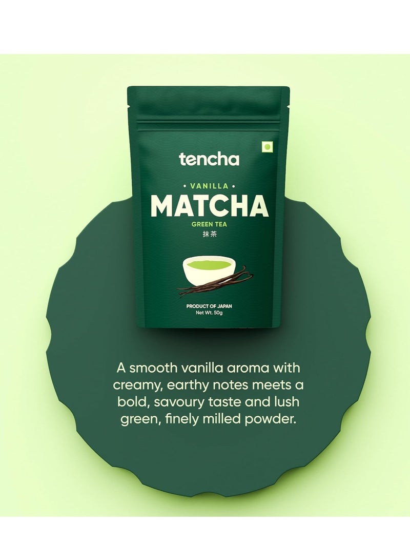Tencha Vanilla Matcha Tea, 50 Servings, 50 GM | Pure Japanese Matcha Green Tea Powder | Sourced from Shizuoka, Japan | Vegan | No Artificial Sweeteners - Image 3