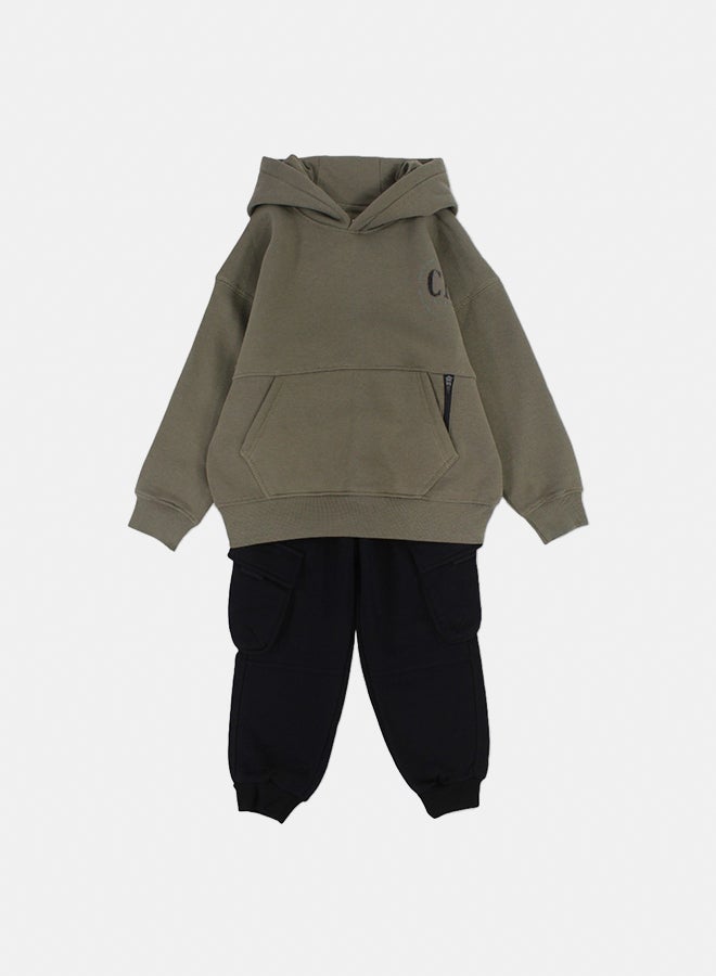 Sharo Boys Cotton Two-Piece Outfit Set – “Contemp. Minimalism” Print - Image 1