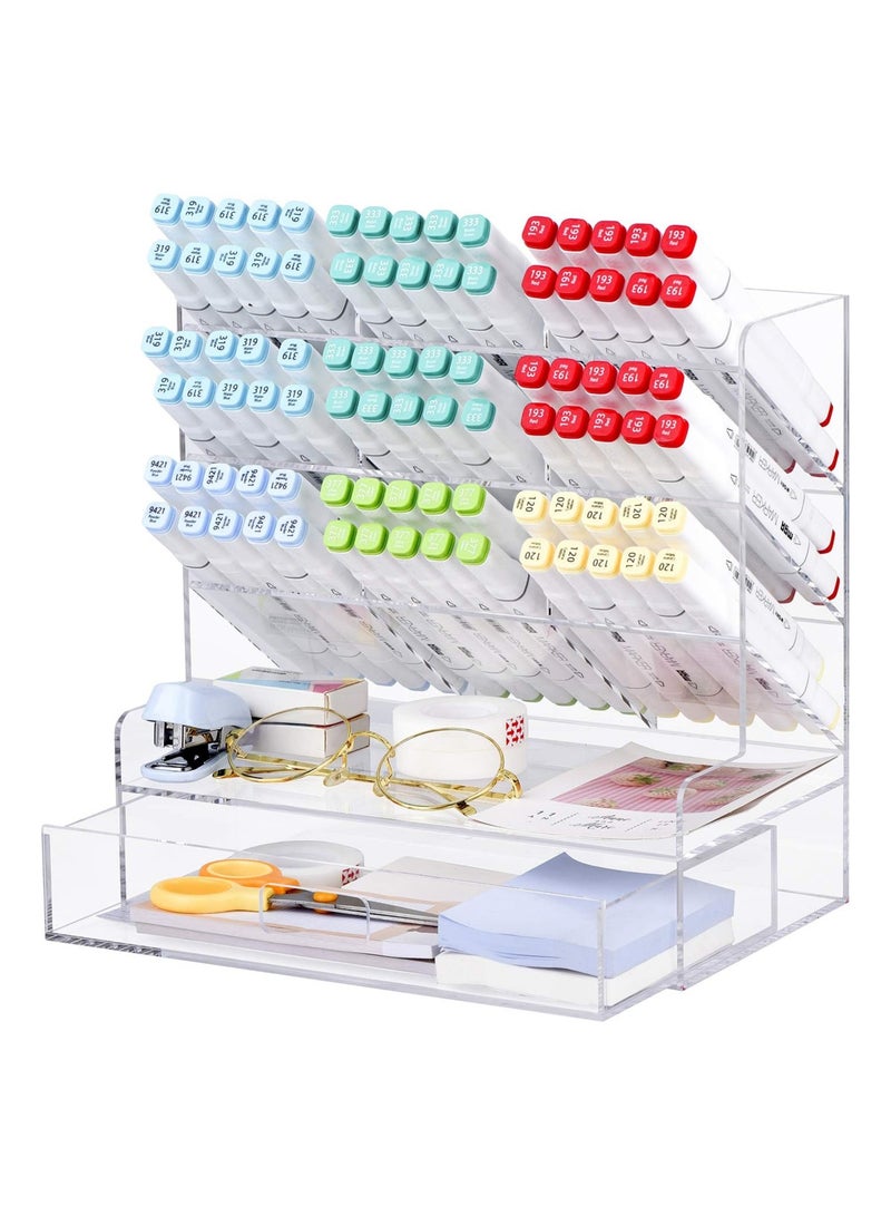 TPGP Acrylic Pen Organizer,Multi-Functional Desk Organizer Pen Holder Stationery,Marker Pen Organizer Storage & Art Supplies for Office, School, Home, Clear - Image 1