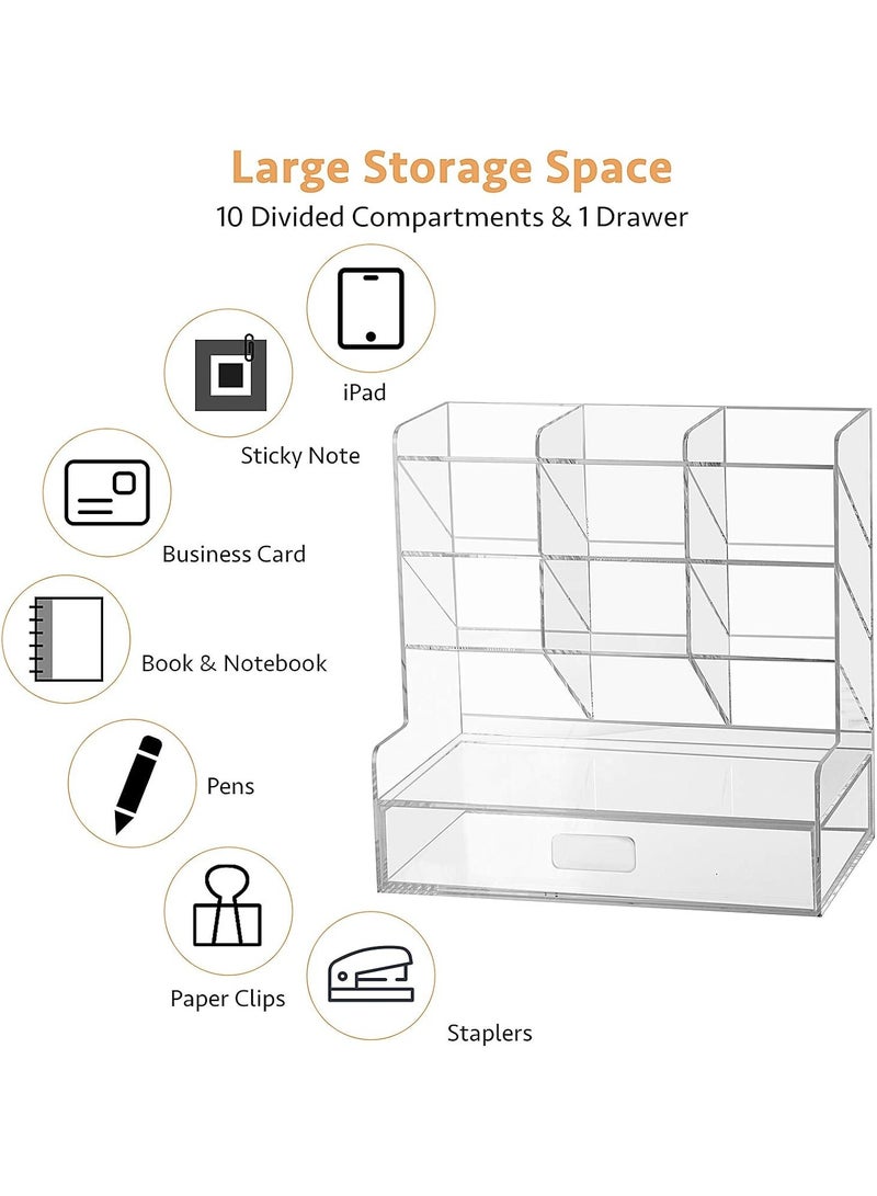 TPGP Acrylic Pen Organizer,Multi-Functional Desk Organizer Pen Holder Stationery,Marker Pen Organizer Storage & Art Supplies for Office, School, Home, Clear - Image 3