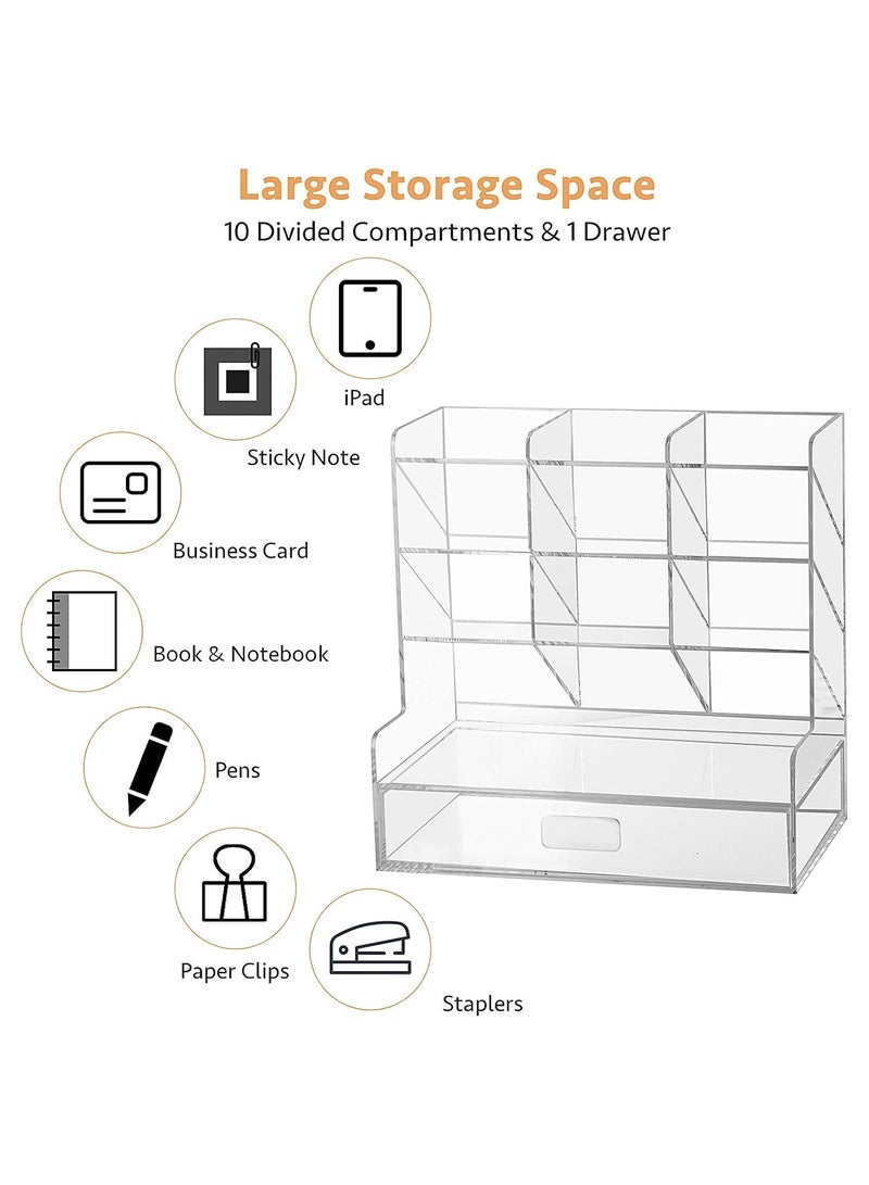 TPGP Acrylic Pen Organizer,Multi-Functional Desk Organizer Pen Holder Stationery,Marker Pen Organizer Storage & Art Supplies for Office, School, Home, Clear - Image 4