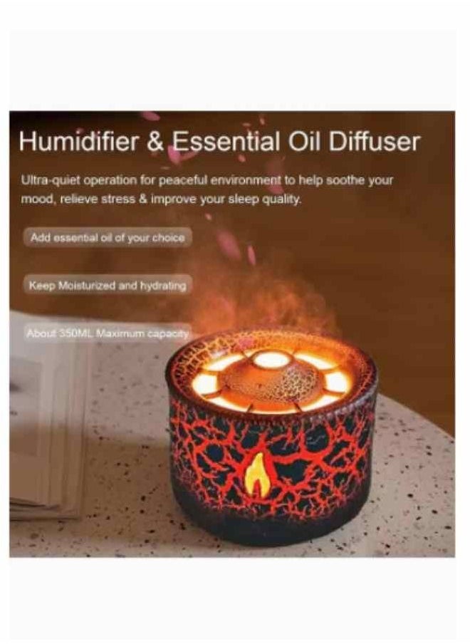 300ml Ultrasonic Volcano Flame Humidifier Original Flame Diffuser Essential Oils Scent Diffusers for Large Room, Fireplace Humidifier Fire Oil Diffuser Aromatherapy Air Diffuser for Bedroom