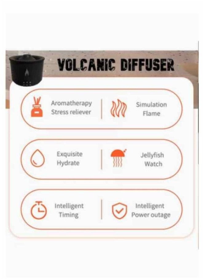 300ml Ultrasonic Volcano Flame Humidifier Original Flame Diffuser Essential Oils Scent Diffusers for Large Room, Fireplace Humidifier Fire Oil Diffuser Aromatherapy Air Diffuser for Bedroom