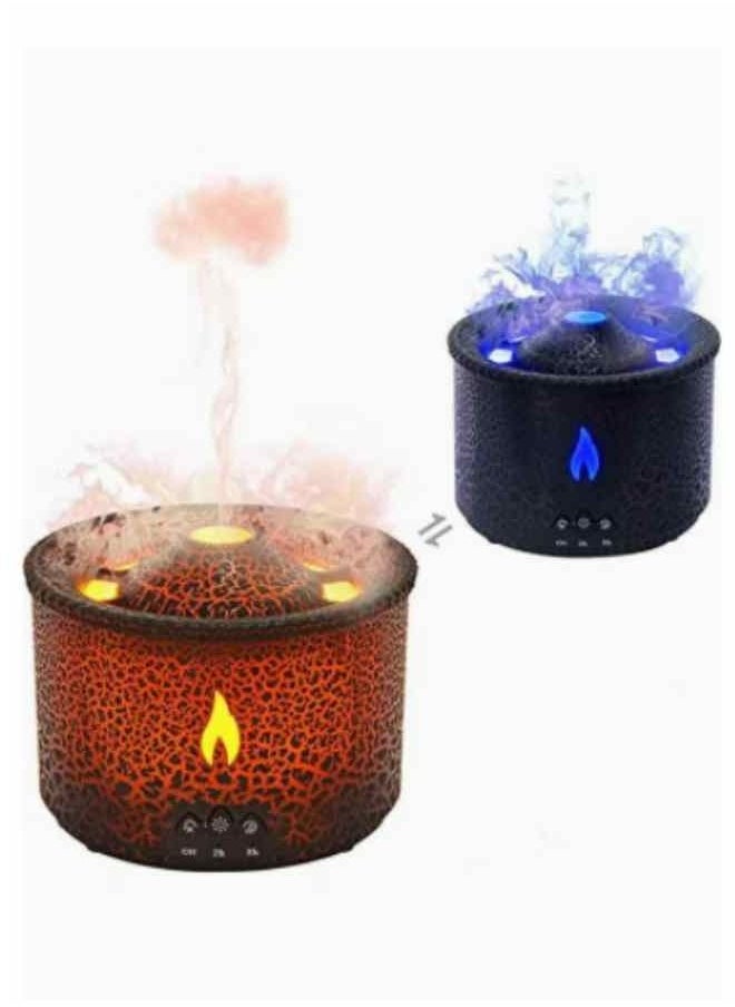 300ml Ultrasonic Volcano Flame Humidifier Original Flame Diffuser Essential Oils Scent Diffusers for Large Room, Fireplace Humidifier Fire Oil Diffuser Aromatherapy Air Diffuser for Bedroom