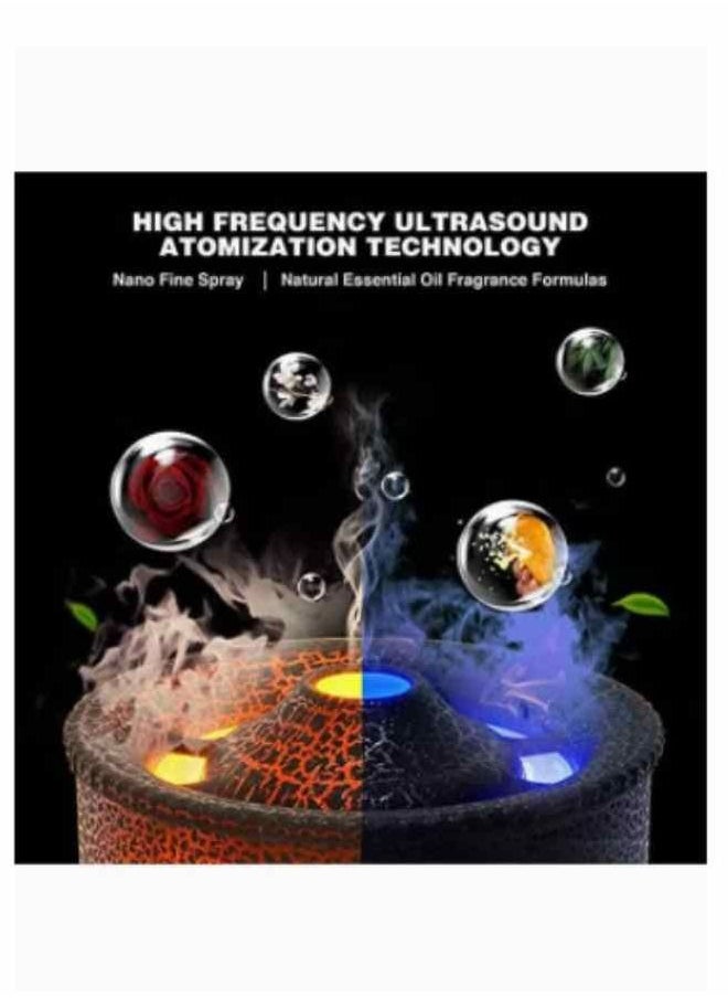 300ml Ultrasonic Volcano Flame Humidifier Original Flame Diffuser Essential Oils Scent Diffusers for Large Room, Fireplace Humidifier Fire Oil Diffuser Aromatherapy Air Diffuser for Bedroom
