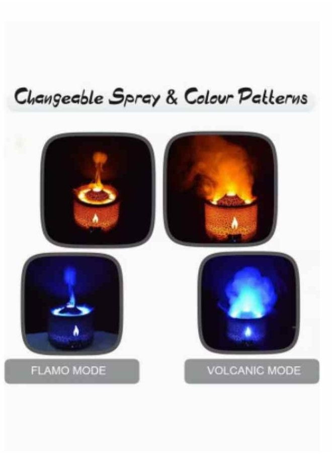 300ml Ultrasonic Volcano Flame Humidifier Original Flame Diffuser Essential Oils Scent Diffusers for Large Room, Fireplace Humidifier Fire Oil Diffuser Aromatherapy Air Diffuser for Bedroom