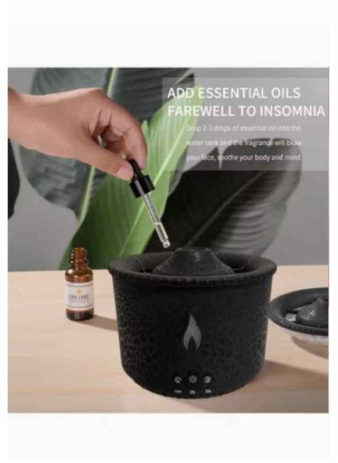 300ml Ultrasonic Volcano Flame Humidifier Original Flame Diffuser Essential Oils Scent Diffusers for Large Room, Fireplace Humidifier Fire Oil Diffuser Aromatherapy Air Diffuser for Bedroom