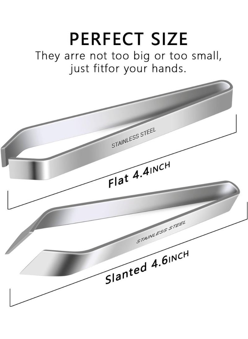 iziusy 2 Pieces Fish Bone Tweezers, Stainless Steel Flat and Slant Tweezers Pliers Remover Tool (4.6") - Image 2