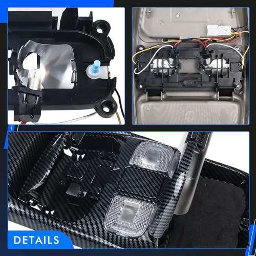 RHAOCZIYAUTO Front LED Overhead Console Assembly Fit for Dodge Ram 1500 2500 3500 1998-2002 Cab Interior Ceiling Dome Reading Light Map lights Lamp Replaces # SN96TL2AA SN94TL2AA L0021202 5013609AA (Carbon fibre) - Image 5