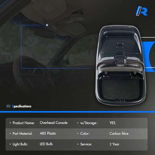 RHAOCZIYAUTO Front LED Overhead Console Assembly Fit for Dodge Ram 1500 2500 3500 1998-2002 Cab Interior Ceiling Dome Reading Light Map lights Lamp Replaces # SN96TL2AA SN94TL2AA L0021202 5013609AA (Carbon fibre) - Image 4