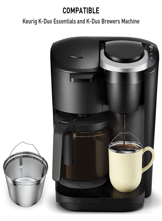 nicelucky فلتر قهوة قابل لإعادة الاستخدام من نوع Kduo، متوافق مع ماكينات تحضير القهوة Keurig K-Duo Essentials وK-Duo Brewers فقط. مصنوع من مواد آمنة غذائيًا (فضي اللون، بدون ملعقة). - Image 3