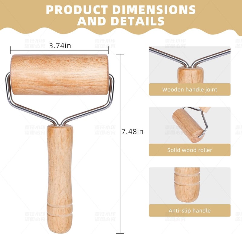 Dmikcav Rolling Pin, Wooden Rolling Pins For Baking, Pizza Dough Roller, Not Easy To Crack, Non-Stick Wood Pastry Roller, Essential Kitchen Utensils. - Image 4