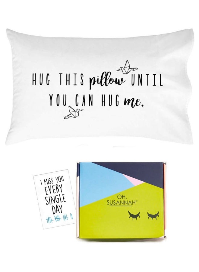 Oh Oh Susannah Gift Ready Hug This Pillow Until You Can Hug Me Pillowcase Gift Kit Card Included Long Distance Relationship Gift 20 X30 Fits Standard Or Queen Pillows  - Image 1