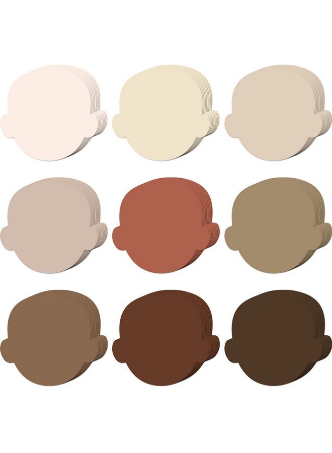 Geyee 108 Pcs Face Multicultural Construction Paper Assorted Skin Tone Color Face Shaped Paper Cutouts Face Styles Cardboard Cutout For Kids Classroom Office Bulletin Board Decorations Craft Projects - Image 1
