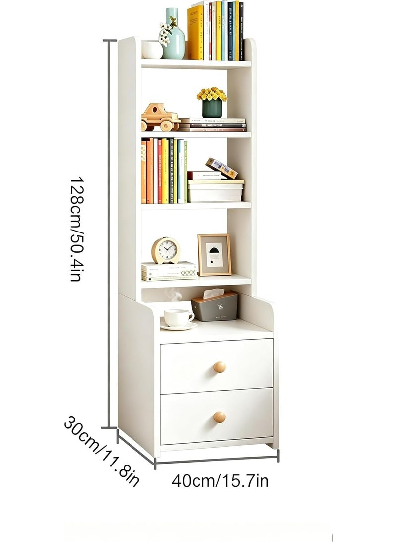 JOMILA Tall Bookshelf with 2 Drawers, 6-Tier Bookcase for Books, Garage Kit, CDs, Movies, Modern Standing Bookshelves Storage Organizer for Bedroom Office Living Room - Image 4