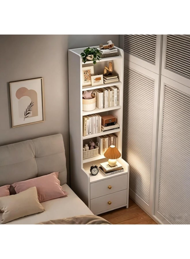 JOMILA Tall Bookshelf with 2 Drawers, 6-Tier Bookcase for Books, Garage Kit, CDs, Movies, Modern Standing Bookshelves Storage Organizer for Bedroom Office Living Room - Image 3