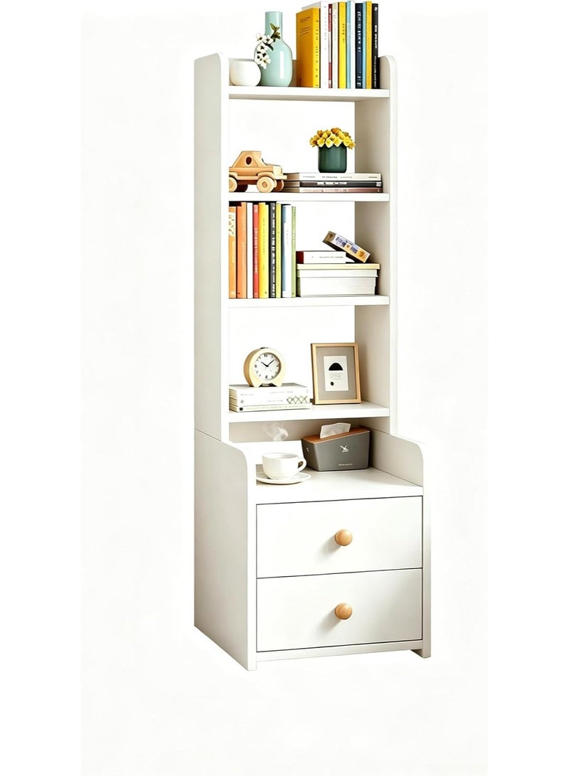 JOMILA Tall Bookshelf with 2 Drawers, 6-Tier Bookcase for Books, Garage Kit, CDs, Movies, Modern Standing Bookshelves Storage Organizer for Bedroom Office Living Room - Image 1