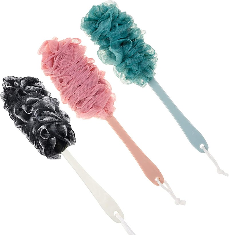 Arswin Back Scrubber for Shower,Loofah Long Handle Bath Body Brush,Soft Nylon Mesh Sponge for Shower,Loofah On a Stick for Men Women,Exfoliating Scrub Cleaning Luffa for Elderly (3Pack-NewMix) - Image 1