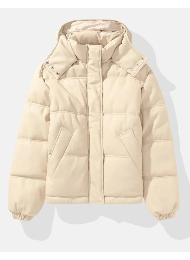 امريكان ايجل AE Vegan Leather Puffer Jacket