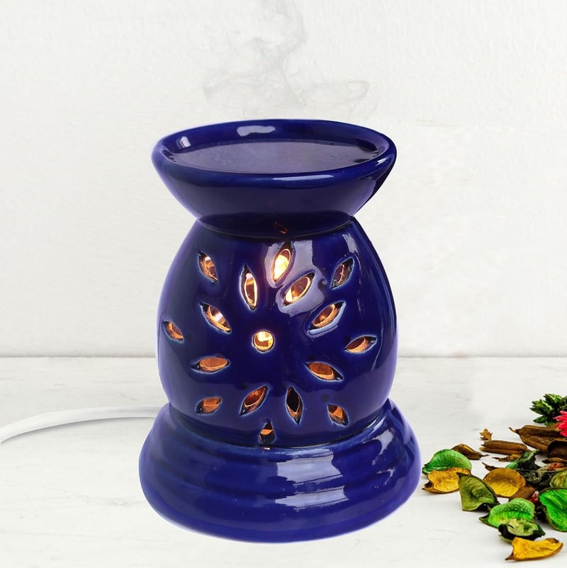 Indian fragrance ceramic Indian Fragrance Ceramics Blue Electric Aroma Diffuser Ceramic Aroma Oil Burner for Home Office Fragrance 