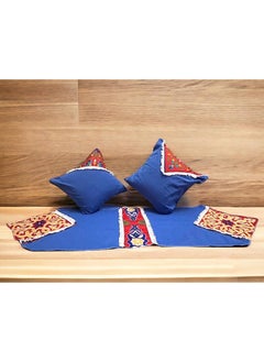 ماركة غير محددة طقم للكنبه قماش دك في خيامي 3 قطع (1 رانر+2 غطاء وساده) - ازرق  - Image 2