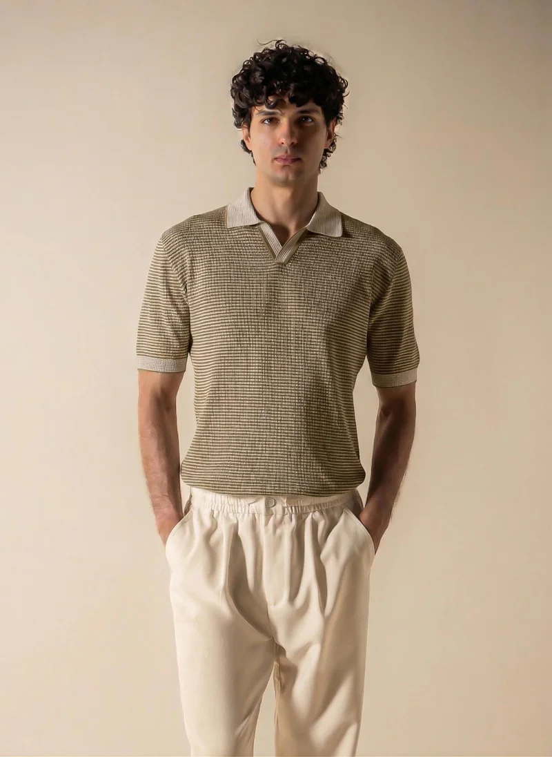 شايبس STRIPE RIBBED POLO SHIRT
