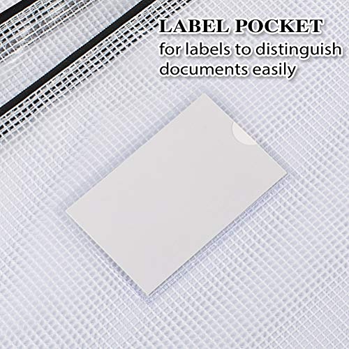 Sooez 20 Pack Mesh Zipper Pouch with Label Pocket, Plastic Zip File Folders, Zipper Document Bag for Teacher School Office Supplies, Classroom Organization, Board Game Storage, 13.3" x 9.4", Black - Image 3