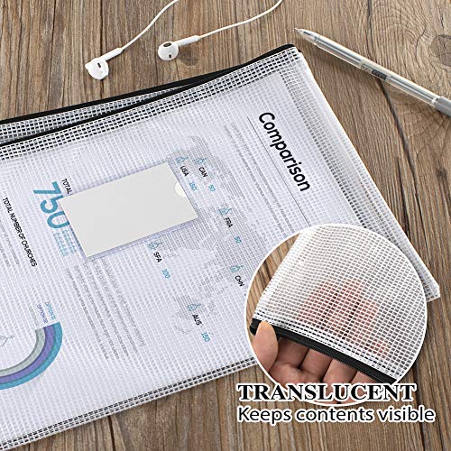 Sooez 20 Pack Mesh Zipper Pouch with Label Pocket, Plastic Zip File Folders, Zipper Document Bag for Teacher School Office Supplies, Classroom Organization, Board Game Storage, 13.3" x 9.4", Black - Image 4