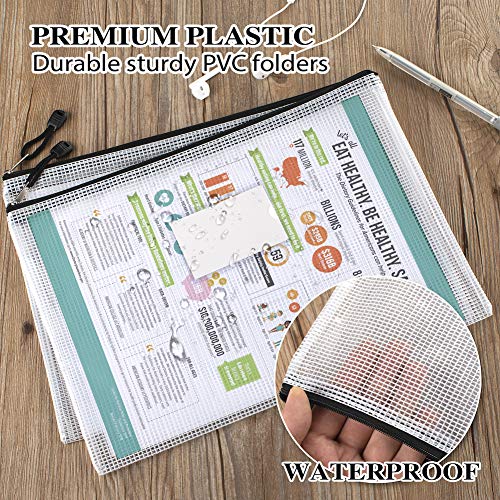 Sooez 20 Pack Mesh Zipper Pouch with Label Pocket, Plastic Zip File Folders, Zipper Document Bag for Teacher School Office Supplies, Classroom Organization, Board Game Storage, 13.3" x 9.4", Black - Image 5