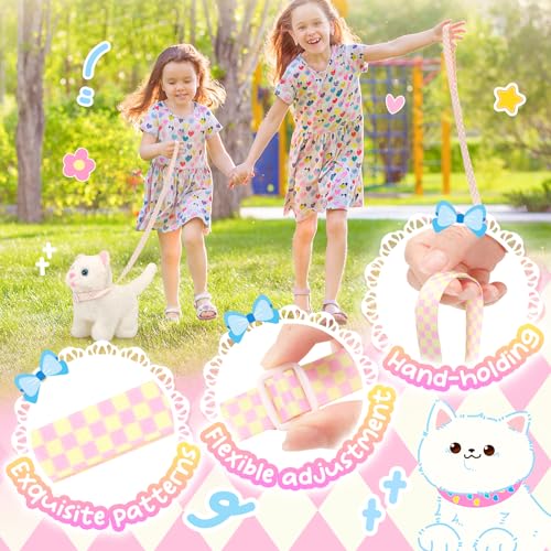 Tagitary Plush Toys Electronic Toy Cat That Walking and Meowing,Tail Wagging Interactive Toy Cat for Kids with Leash,Easter Christmas Birthday Gift for Toddlers Kids - Image 5