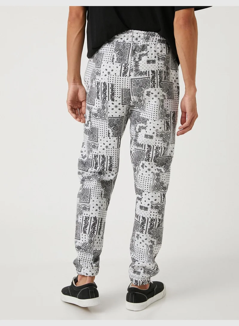 كوتون Shawl Patterned Sweatpants Drawstring Pocket Detailed