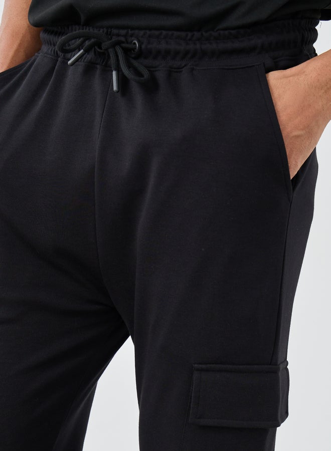 Styli Men Black Straight Fit Cargo Patch Pocket Joggers - Image 3